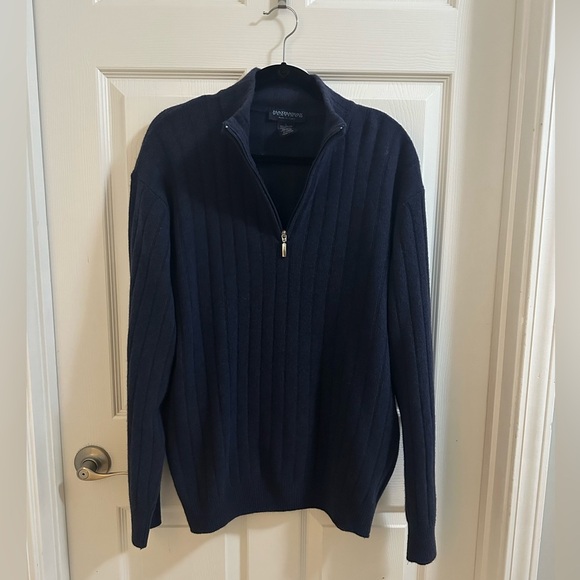 Hathaway Platinum Mens size Large 100% Lambs Wool Sweater Pullover quarter zip - Picture 1 of 5
